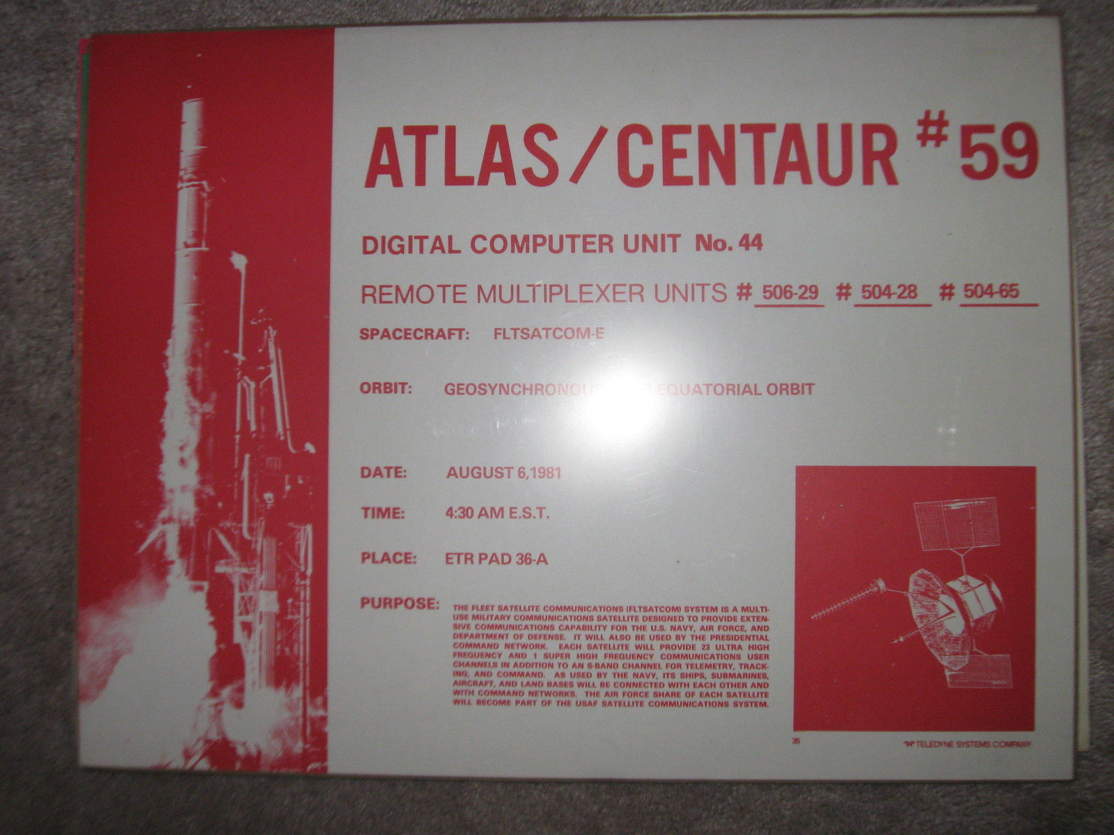 Atlas / Centaur #59 launch poster